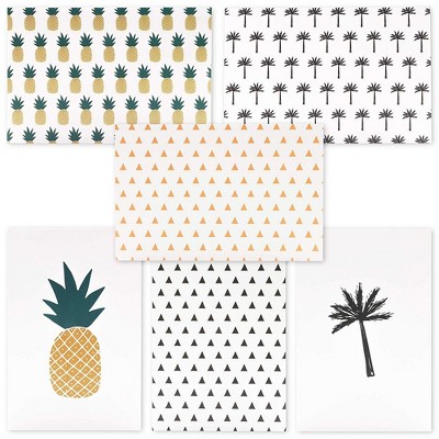 48-Pack Greeting Cards Blank Note with Envelopes for All Occasions, Baby Shower, Wedding, Various Pineapple & Palm Tree Designs, 4 x 6 Inches