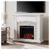 Southern Enterprises Decorative Fireplace Crisp White with rustic White faux stone: Freestanding Electric Media Console - 2 of 4