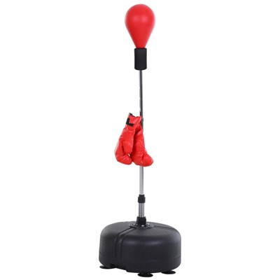 Soozier Punching Bag Free Standing w/ Boxing Gloves Height Adjustable Boxing Ball Set  Great For Training, Exercise, Fitness & Stress Relief - Red