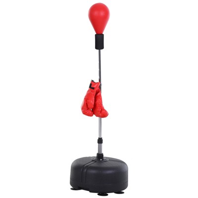 Soozier Punching Bag Free Standing w/ Boxing Gloves Height Adjustable Boxing Ball Set  Great For Training Exercise Fitness & Stress Relief - Red