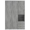 2-Doors Wooden Wardrobe Storage for Bedroom, with Shelves and 3 Drawers, Gray - 3 of 4