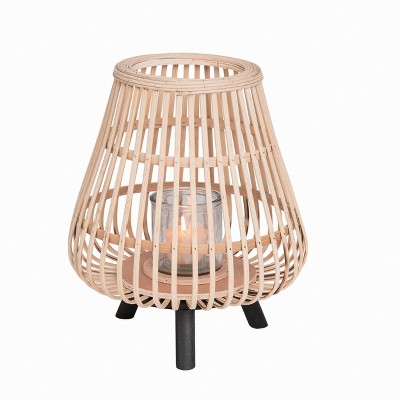 Transpac Wood 12" Cream Spring Bamboo Luau Lantern