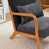 INFURNIC Accent Chairs Mid Century Modern Arm Chair with Pillow Upholstered Reading Chair for Living Room Bedroom, Dark Grey, 24.8"*28.74"*30.31" - 2 of 4