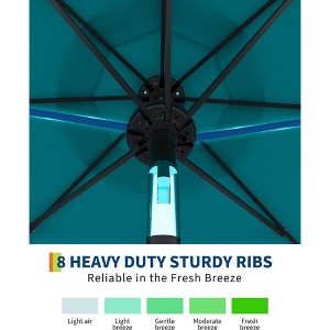 Solar Powered 9FT Offset Patio Umbrella, 8-Rib Steel Frame, Tilt Crank, UV Resistant & Waterproof - 1 of 4