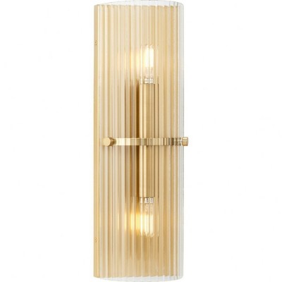 Soft Gold Ridged Glass 2-Light Wall Sconce