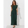 Allegra K Women's Sleeveless Ruffle High Waist Wide Legs Belted Jumpsuits - 4 of 4