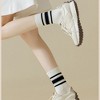 Anna-Kaci Women's 5-Pack Crew Socks Set with Ribbed Knit Texture and Classic Double Stripe Design - 4 of 4