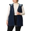 Agnes Orinda Women's Plus Size Hoodie Zipper Up Pocket Denim Oversized Sleeveless Jean Jackets - 2 of 4