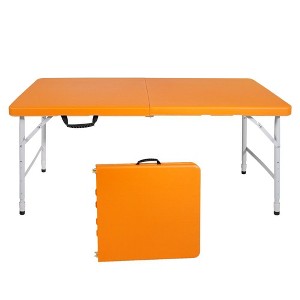 Osparple  Folding Outdoor Dining Table,Rectangle Portable Patio Table with Carrying Handle 4 Chairs - 1 of 4