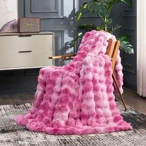 Cozy Bliss Faux Fur Throw Blankets, Plush Fuzzy Soft Thick Bubble Blanket for Sofa, Bedroom, Living Room - 1 of 4