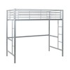 Modern Industrial Twin over Loft Metal Bunk Bed Frame with Integrated Guardrails - Silver - 3 of 4