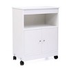 DOMETOUR Wood Kitchen Microwave Cabinet Cart with 4 Universal Wheels and Roomy Inner Space for Home Use White - 3 of 4
