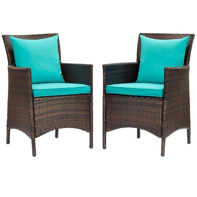Modway Conduit Outdoor Patio Wicker Rattan Dining Armchair Set of 2