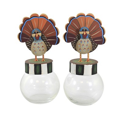 Thanksgiving 8.5" Turkey Bubble Jar Decorative  -  Decorative Jars