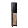 Evideco French Home Goods Tall Bathroom Storage Cabinet with Open Shelves and Vented Door, Black and Brown - Bergen Collection - 2 of 4