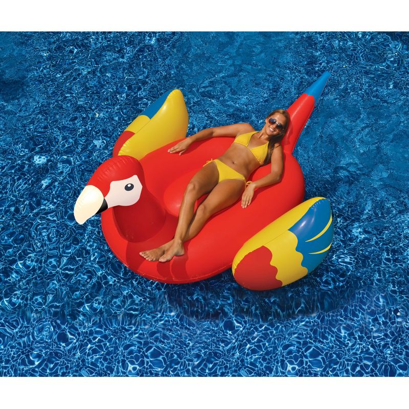 Swimline 93" Scarlet Macaw Parrot Novelty Inflatable Swimming Pool Floating Raft - Yellow/Red, 4 of 6