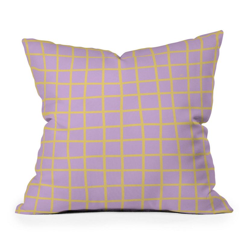 Maria Creative Windowpane Outdoor Throw Pillow Lavender/Lemon - Deny Designs, 1 of 5