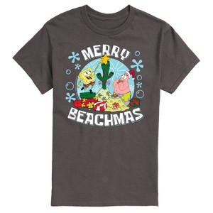 Men's - SpongeBob SquarePants - Merry Beachmas Patrick and Spongebob Short Sleeve Graphic T-Shirt - 1 of 4