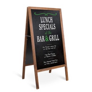 Artloge Heavy Duty A-Frame Magnetic Chalkboard 2-Sided FreestandingChalkboard Sign Sidewalk Cafe Menu Board Wedding Signage -Brown - 1 of 4