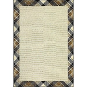 Washable Modern Bordered Plaid Rug Non Slip Low Pile Rug Soft Throw Floor Cover Foldable Indoor Carpet for Living Room Bedroom Playroom Nursery - 1 of 4