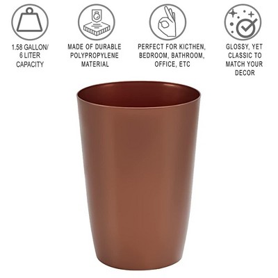 Compact Copper Plastic Bathroom Trash Can with Open Top