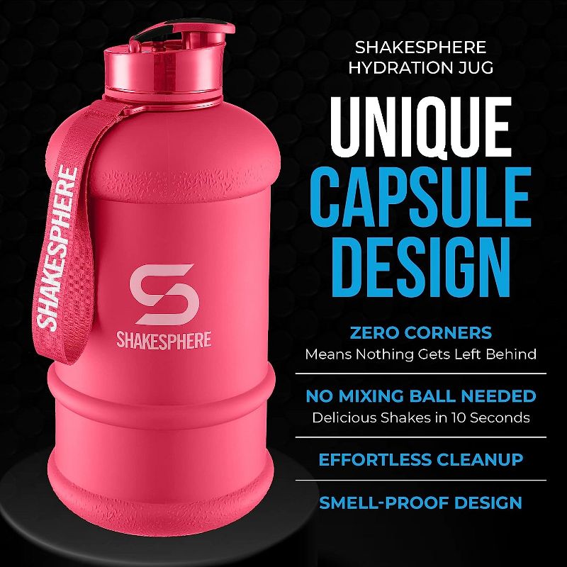 SHAKESPHERE Large Sports Water Bottle - BPA Free Hydration Jug, Black - Ideal for Sports, Camping, And Outdoor, 2 of 7