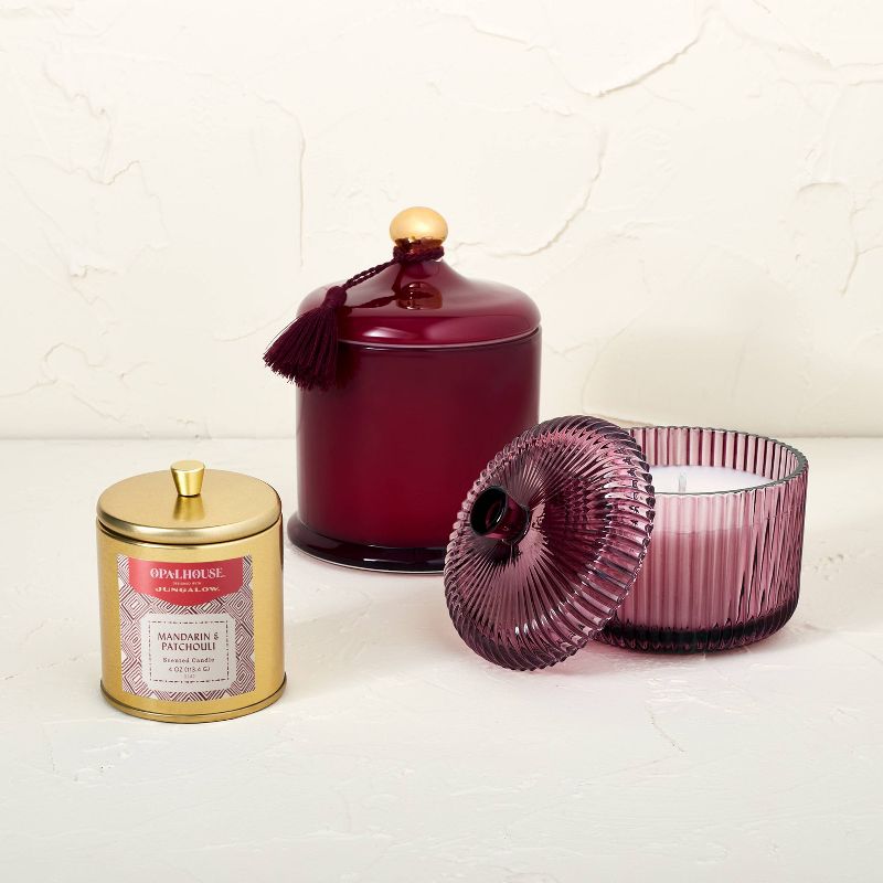 7oz Mandarin &#38; Patchouli Glass Trinket Box Candle Burgundy - Opalhouse&#8482; designed with Jungalow&#8482;, 4 of 10