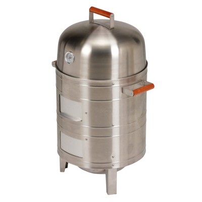 Americana Stainless Steel Charcoal Water Smoker with Wood Handles