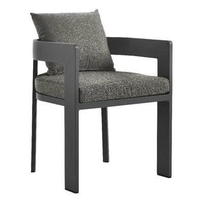 Modway  Tahoe Outdoor Patio Powder-Coated Aluminum Fabric Dining Chair in Gray Charcoal -Patio Metal Dining Chair with Cushions Modern Outdoor Seating