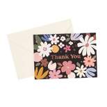 24ct Retro Floral Boxed Thank you Cards Black