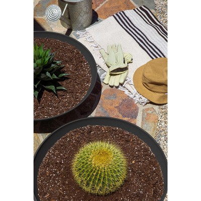 Black 24" Plastic-Stone Round Planter Bowl