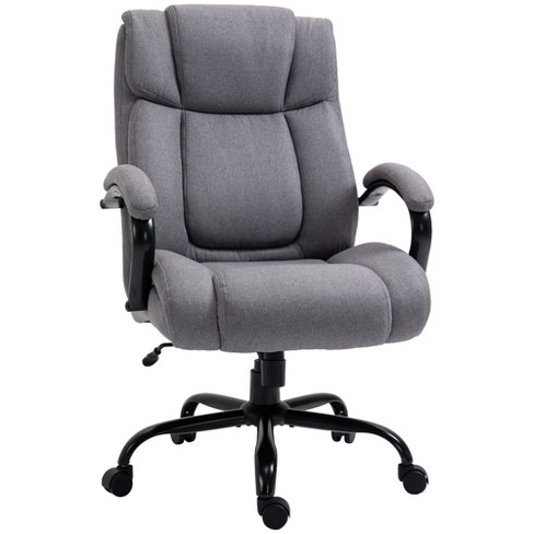 Reclining Office Chair Rolling Swivel Chair Footrest Linen-Feel