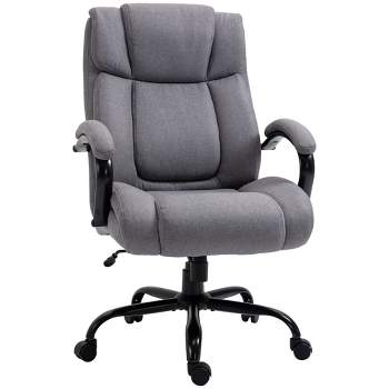Vinsetto High Back Big and Tall Executive Office Chair 484lbs with Wide Seat Computer Desk Chair with Linen Fabric Swivel Wheels Light Gray