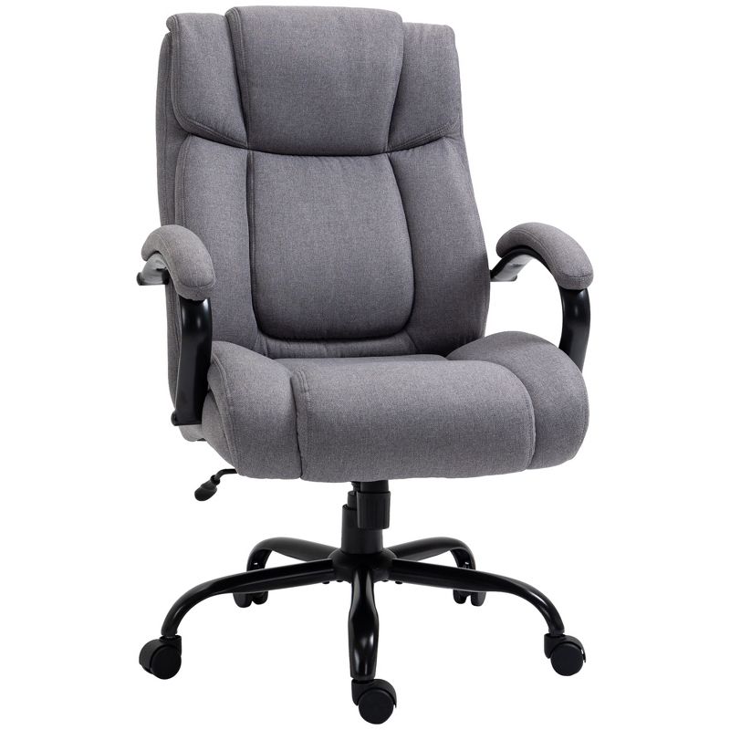 Vinsetto High Back Big and Tall Executive Office Chair 484lbs with Wide Seat Computer Desk Chair with Linen Fabric Swivel Wheels Light Gray, 1 of 10