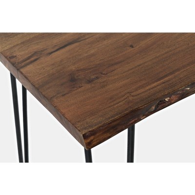 Chestnut Live Edge Wood Counter Height Dining Table with Hairpin Legs