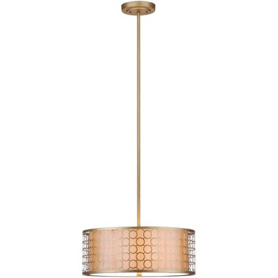 Romantic Geometric Gold Drum Pendant Light 18" Diameter