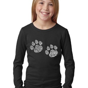 LA Pop Art Girl's Word Art Long Sleeve - Meow Cat Prints - 1 of 4