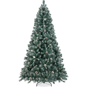 Best Choice Products Pre-Decorated Holiday Christmas Pine Tree w/ Partially Flocked Branch Tips, Base – Blue Spruce - 1 of 4