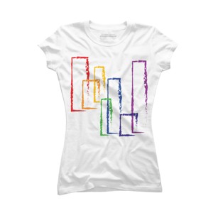 Adult Design By Humans Crayon Rainbow Rectangles Abstract By T-Shirt - 1 of 2