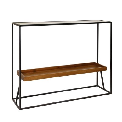 31" Metal/Wood 2 Tier Console Table Black/Brown - Sagebrook Home