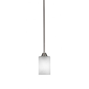 Toltec Lighting Paramount 1 - Light Pendant in  Brushed Nickel with 4" Square White Muslin Shade - 1 of 1