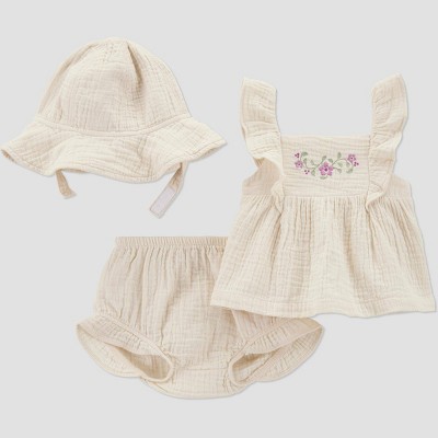Carter's Just One You® Baby Girls' Creme Floral Dress with Hat - Cream