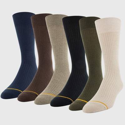 Signature Gold By Goldtoe Men's Cotton Crew Dress Rib Socks 3pk - Black  6-12.5 : Target