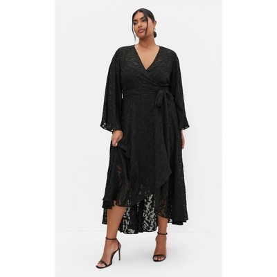 Women's Plus Size Fleetwood Jacquard Maxi Dress - black | CITY CHIC