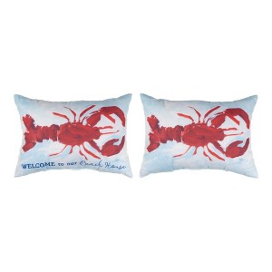 Welcome to Our Beach House Pillow – 18x13 Inch Coastal Climaweave Accent by Manual Woodworkers and Weavers - 1 of 3