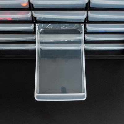 IRIS USA 24 Drawer Stackable Storage Cabinet for Hardware Crafts, Black Small Brick Organizer Utility Chest, Scrapbook Art Hobby Multiple Compartment