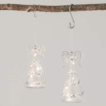 5"H and 6"H Sullivans Lighted Angel Figure Set of 2; Clear