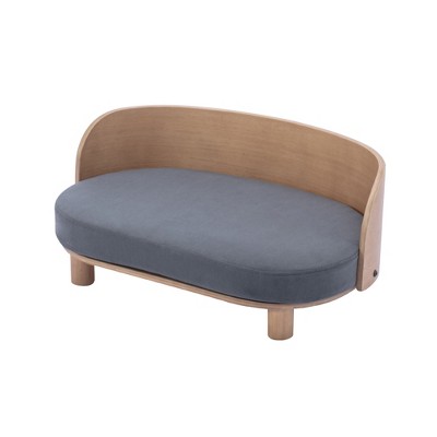 Bencmate Pet Beds Scandinavian Style Elevated Dog Sofa with Solid Wood Legs Velvet Cushion for Living Room, Gray, 25.98"*16.54"*9.1"