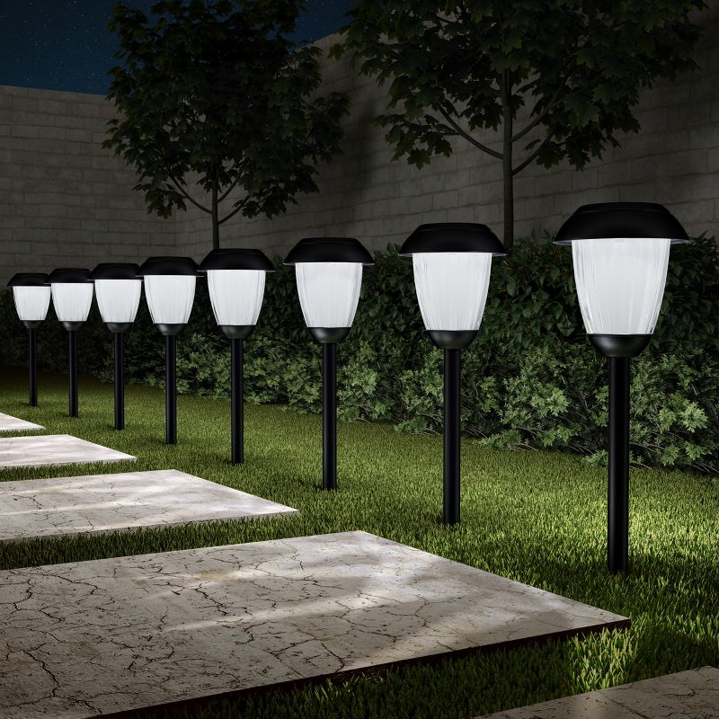Nature Spring 16-in Stainless Steel Solar Garden Path Lights - Black, Set of 8, 1 of 8