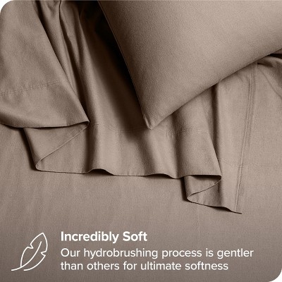 Taupe Organic Cotton Twin Flannel Sheet Set with Deep Pocket